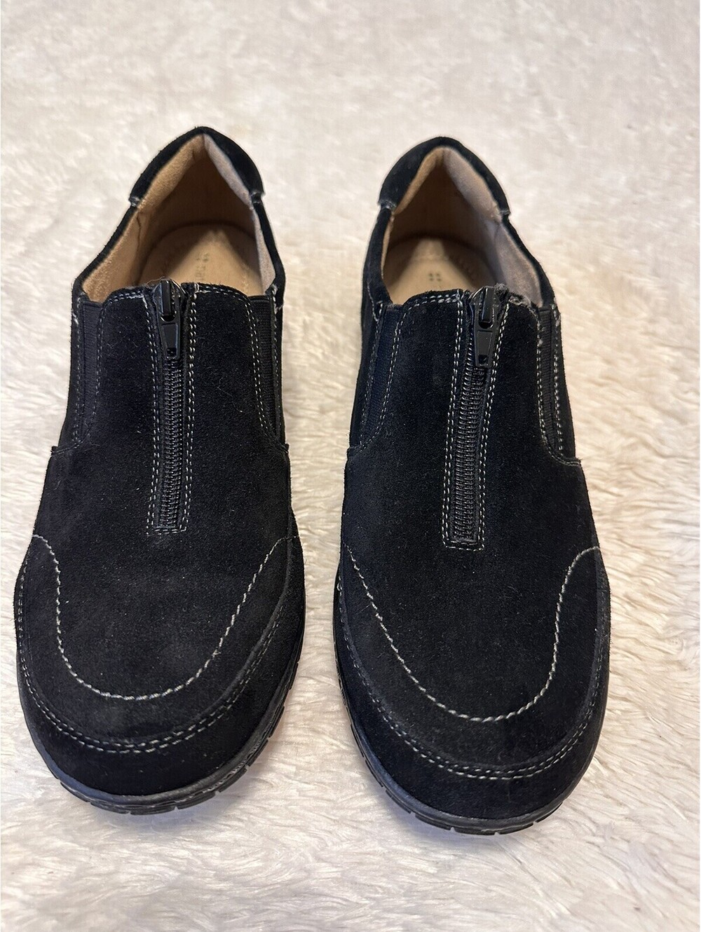 Naturalizer Shoes 11M Slip On Black Suede Leather Zip Up